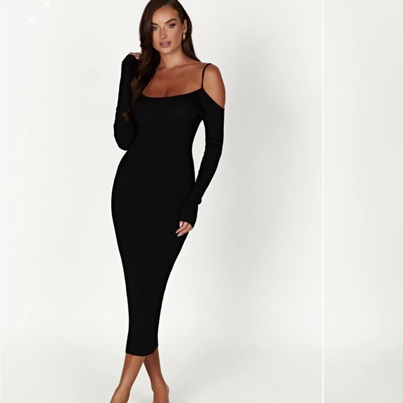 NWT Shea Off Shoulder Knit Midi Dress - Black - Picture 1 of 7